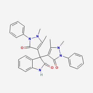 molecular formula C30H27N5O3 B4883884 3,3-bis(1,5-dimethyl-3-oxo-2-phenyl-2,3-dihydro-1H-pyrazol-4-yl)-1,3-dihydro-2H-indol-2-one 