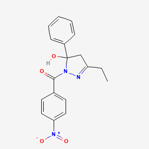 molecular formula C18H17N3O4 B4883886 3-ethyl-1-(4-nitrobenzoyl)-5-phenyl-4,5-dihydro-1H-pyrazol-5-ol 