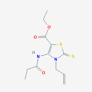 molecular formula C12H16N2O3S2 B4883892 ethyl 3-allyl-4-(propionylamino)-2-thioxo-2,3-dihydro-1,3-thiazole-5-carboxylate 