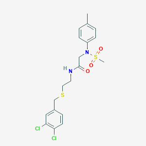 molecular formula C19H22Cl2N2O3S2 B4883919 N~1~-{2-[(3,4-dichlorobenzyl)thio]ethyl}-N~2~-(4-methylphenyl)-N~2~-(methylsulfonyl)glycinamide 