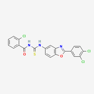 molecular formula C21H12Cl3N3O2S B4883928 2-chloro-N-({[2-(3,4-dichlorophenyl)-1,3-benzoxazol-5-yl]amino}carbonothioyl)benzamide 