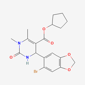 molecular formula C19H21BrN2O5 B4883942 cyclopentyl 4-(6-bromo-1,3-benzodioxol-5-yl)-1,6-dimethyl-2-oxo-1,2,3,4-tetrahydro-5-pyrimidinecarboxylate 