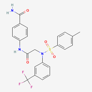 molecular formula C23H20F3N3O4S B4883951 4-({N-[(4-methylphenyl)sulfonyl]-N-[3-(trifluoromethyl)phenyl]glycyl}amino)benzamide 