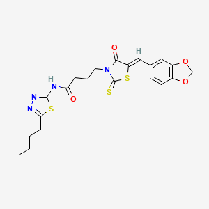 4-[5-(1,3-benzodioxol-5-ylmethylene)-4-oxo-2-thioxo-1,3-thiazolidin-3-yl]-N-(5-butyl-1,3,4-thiadiazol-2-yl)butanamide