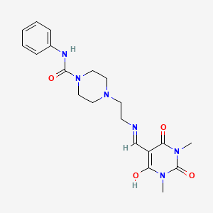 molecular formula C20H26N6O4 B4883999 4-(2-{[(1,3-dimethyl-2,4,6-trioxotetrahydro-5(2H)-pyrimidinylidene)methyl]amino}ethyl)-N-phenyl-1-piperazinecarboxamide 