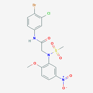 molecular formula C16H15BrClN3O6S B4884021 N~1~-(4-bromo-3-chlorophenyl)-N~2~-(2-methoxy-5-nitrophenyl)-N~2~-(methylsulfonyl)glycinamide 