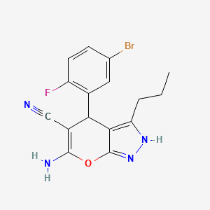 molecular formula C16H14BrFN4O B4884062 6-amino-4-(5-bromo-2-fluorophenyl)-3-propyl-2,4-dihydropyrano[2,3-c]pyrazole-5-carbonitrile 