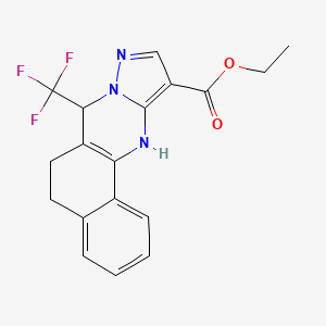 molecular formula C18H16F3N3O2 B4884086 ethyl 7-(trifluoromethyl)-5,6,7,12-tetrahydrobenzo[h]pyrazolo[5,1-b]quinazoline-11-carboxylate 
