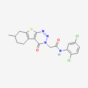 molecular formula C18H16Cl2N4O2S B4884091 N-(2,5-dichlorophenyl)-2-(7-methyl-4-oxo-5,6,7,8-tetrahydro[1]benzothieno[2,3-d][1,2,3]triazin-3(4H)-yl)acetamide 