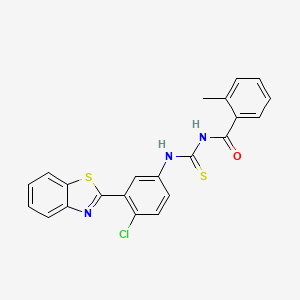 molecular formula C22H16ClN3OS2 B4884110 N-({[3-(1,3-benzothiazol-2-yl)-4-chlorophenyl]amino}carbonothioyl)-2-methylbenzamide 