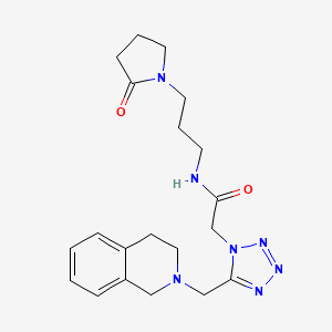 molecular formula C20H27N7O2 B4884156 2-[5-(3,4-dihydro-2(1H)-isoquinolinylmethyl)-1H-tetrazol-1-yl]-N-[3-(2-oxo-1-pyrrolidinyl)propyl]acetamide 