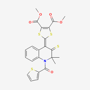 molecular formula C23H19NO5S4 B4884195 dimethyl 2-[2,2-dimethyl-1-(2-thienylcarbonyl)-3-thioxo-2,3-dihydro-4(1H)-quinolinylidene]-1,3-dithiole-4,5-dicarboxylate 
