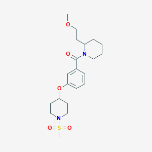 molecular formula C21H32N2O5S B4884197 2-(2-methoxyethyl)-1-(3-{[1-(methylsulfonyl)-4-piperidinyl]oxy}benzoyl)piperidine 
