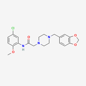 molecular formula C21H24ClN3O4 B4884233 2-[4-(1,3-benzodioxol-5-ylmethyl)-1-piperazinyl]-N-(5-chloro-2-methoxyphenyl)acetamide 