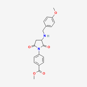 molecular formula C20H20N2O5 B4884252 methyl 4-{3-[(4-methoxybenzyl)amino]-2,5-dioxo-1-pyrrolidinyl}benzoate 