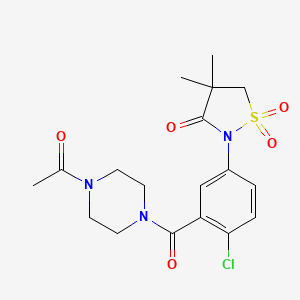 molecular formula C18H22ClN3O5S B4884292 2-{3-[(4-acetyl-1-piperazinyl)carbonyl]-4-chlorophenyl}-4,4-dimethyl-3-isothiazolidinone 1,1-dioxide 