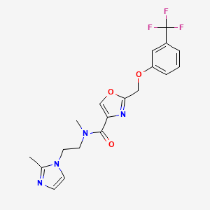 molecular formula C19H19F3N4O3 B4884375 N-methyl-N-[2-(2-methyl-1H-imidazol-1-yl)ethyl]-2-{[3-(trifluoromethyl)phenoxy]methyl}-1,3-oxazole-4-carboxamide 