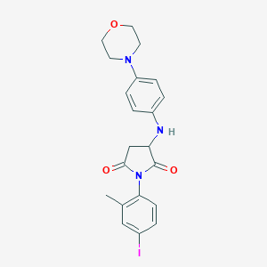 molecular formula C21H22IN3O3 B488439 1-(4-Iodo-2-methylphenyl)-3-((4-morpholinophenyl)amino)pyrrolidine-2,5-dione CAS No. 474006-28-5