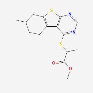 molecular formula C15H18N2O2S2 B4884392 methyl 2-[(7-methyl-5,6,7,8-tetrahydro[1]benzothieno[2,3-d]pyrimidin-4-yl)thio]propanoate 