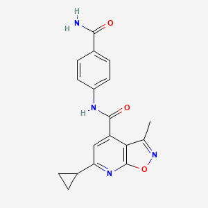molecular formula C18H16N4O3 B4884421 N-[4-(aminocarbonyl)phenyl]-6-cyclopropyl-3-methylisoxazolo[5,4-b]pyridine-4-carboxamide 