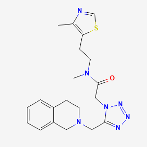 molecular formula C20H25N7OS B4884446 2-[5-(3,4-dihydro-2(1H)-isoquinolinylmethyl)-1H-tetrazol-1-yl]-N-methyl-N-[2-(4-methyl-1,3-thiazol-5-yl)ethyl]acetamide 