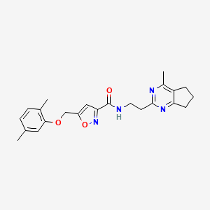 molecular formula C23H26N4O3 B4884494 5-[(2,5-dimethylphenoxy)methyl]-N-[2-(4-methyl-6,7-dihydro-5H-cyclopenta[d]pyrimidin-2-yl)ethyl]-3-isoxazolecarboxamide 