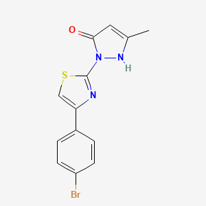 molecular formula C13H10BrN3OS B4884506 2-[4-(4-bromophenyl)-1,3-thiazol-2-yl]-5-methyl-1,2-dihydro-3H-pyrazol-3-one 