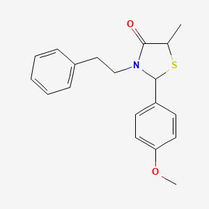 molecular formula C19H21NO2S B4884514 2-(4-methoxyphenyl)-5-methyl-3-(2-phenylethyl)-1,3-thiazolidin-4-one 