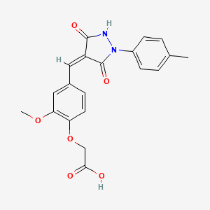 molecular formula C20H18N2O6 B4884566 (2-methoxy-4-{[1-(4-methylphenyl)-3,5-dioxo-4-pyrazolidinylidene]methyl}phenoxy)acetic acid 