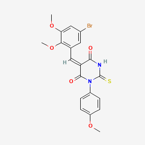 molecular formula C20H17BrN2O5S B4884567 5-(5-bromo-2,3-dimethoxybenzylidene)-1-(4-methoxyphenyl)-2-thioxodihydro-4,6(1H,5H)-pyrimidinedione 