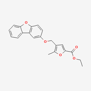 molecular formula C21H18O5 B4884587 ethyl 4-[(dibenzo[b,d]furan-2-yloxy)methyl]-5-methyl-2-furoate 