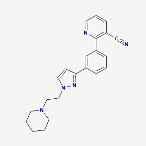 molecular formula C22H23N5 B4884608 2-(3-{1-[2-(1-piperidinyl)ethyl]-1H-pyrazol-3-yl}phenyl)nicotinonitrile 