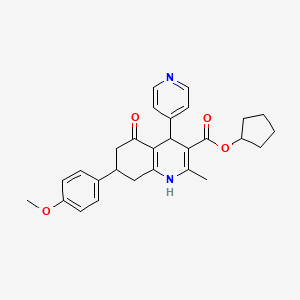 molecular formula C28H30N2O4 B4884626 cyclopentyl 7-(4-methoxyphenyl)-2-methyl-5-oxo-4-(4-pyridinyl)-1,4,5,6,7,8-hexahydro-3-quinolinecarboxylate 