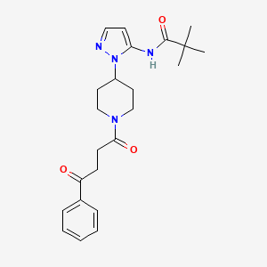 molecular formula C23H30N4O3 B4884649 2,2-dimethyl-N-{1-[1-(4-oxo-4-phenylbutanoyl)-4-piperidinyl]-1H-pyrazol-5-yl}propanamide 