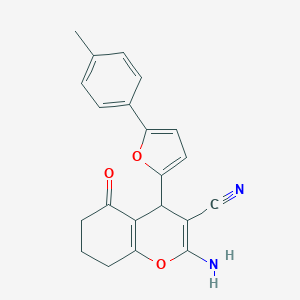 molecular formula C21H18N2O3 B488470 2-amino-4-[5-(4-methylphenyl)-2-furyl]-5-oxo-5,6,7,8-tetrahydro-4H-chromene-3-carbonitrile CAS No. 609335-40-2