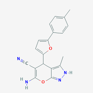 molecular formula C19H16N4O2 B488472 6-Amino-3-methyl-4-(5-(p-tolyl)furan-2-yl)-1,4-dihydropyrano[2,3-c]pyrazole-5-carbonitrile CAS No. 609335-61-7