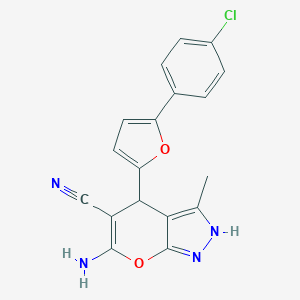 6-Amino-4-[5-(4-chlorophenyl)-2-furyl]-3-methyl-1,4-dihydropyrano[2,3-c]pyrazole-5-carbonitrile