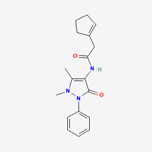 molecular formula C18H21N3O2 B4884731 2-(1-cyclopenten-1-yl)-N-(1,5-dimethyl-3-oxo-2-phenyl-2,3-dihydro-1H-pyrazol-4-yl)acetamide 