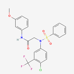 molecular formula C22H18ClF3N2O4S B4884737 N~2~-[4-chloro-3-(trifluoromethyl)phenyl]-N~1~-(3-methoxyphenyl)-N~2~-(phenylsulfonyl)glycinamide 