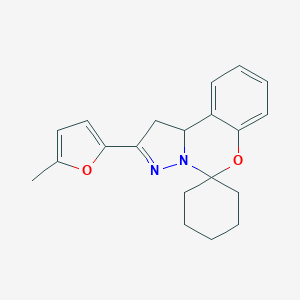 molecular formula C20H22N2O2 B488479 2-(5-Methyl-2-furyl)-1,10b-dihydrospiro(pyrazolo[1,5-c][1,3]benzoxazine-5,1'-cyclohexane) CAS No. 637321-08-5