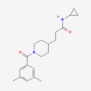 molecular formula C20H28N2O2 B4884800 N-cyclopropyl-3-[1-(3,5-dimethylbenzoyl)-4-piperidinyl]propanamide 