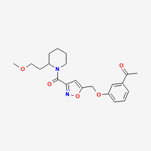 molecular formula C21H26N2O5 B4884817 1-{3-[(3-{[2-(2-methoxyethyl)-1-piperidinyl]carbonyl}-5-isoxazolyl)methoxy]phenyl}ethanone 