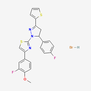molecular formula C23H18BrF2N3OS2 B4884863 4-(3-fluoro-4-methoxyphenyl)-2-[5-(4-fluorophenyl)-3-(2-thienyl)-4,5-dihydro-1H-pyrazol-1-yl]-1,3-thiazole hydrobromide 
