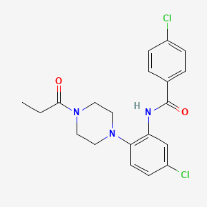 molecular formula C20H21Cl2N3O2 B4884875 4-chloro-N-[5-chloro-2-(4-propionyl-1-piperazinyl)phenyl]benzamide 