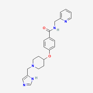 molecular formula C22H25N5O2 B4884888 4-{[1-(1H-imidazol-4-ylmethyl)-4-piperidinyl]oxy}-N-(2-pyridinylmethyl)benzamide 