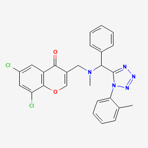 6,8-dichloro-3-({methyl[[1-(2-methylphenyl)-1H-tetrazol-5-yl](phenyl)methyl]amino}methyl)-4H-chromen-4-one