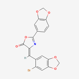 molecular formula C18H10BrNO6 B4884964 2-(1,3-benzodioxol-5-yl)-4-[(6-bromo-1,3-benzodioxol-5-yl)methylene]-1,3-oxazol-5(4H)-one 