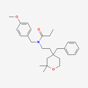 molecular formula C27H37NO3 B4885006 N-[2-(4-benzyl-2,2-dimethyltetrahydro-2H-pyran-4-yl)ethyl]-N-(4-methoxybenzyl)propanamide 