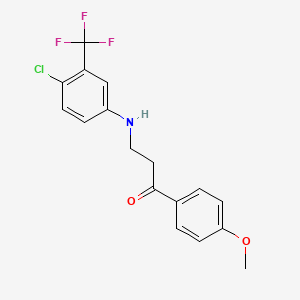 molecular formula C17H15ClF3NO2 B4885033 3-{[4-chloro-3-(trifluoromethyl)phenyl]amino}-1-(4-methoxyphenyl)-1-propanone 