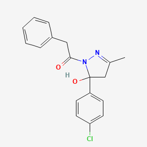 molecular formula C18H17ClN2O2 B4885046 5-(4-chlorophenyl)-3-methyl-1-(phenylacetyl)-4,5-dihydro-1H-pyrazol-5-ol 